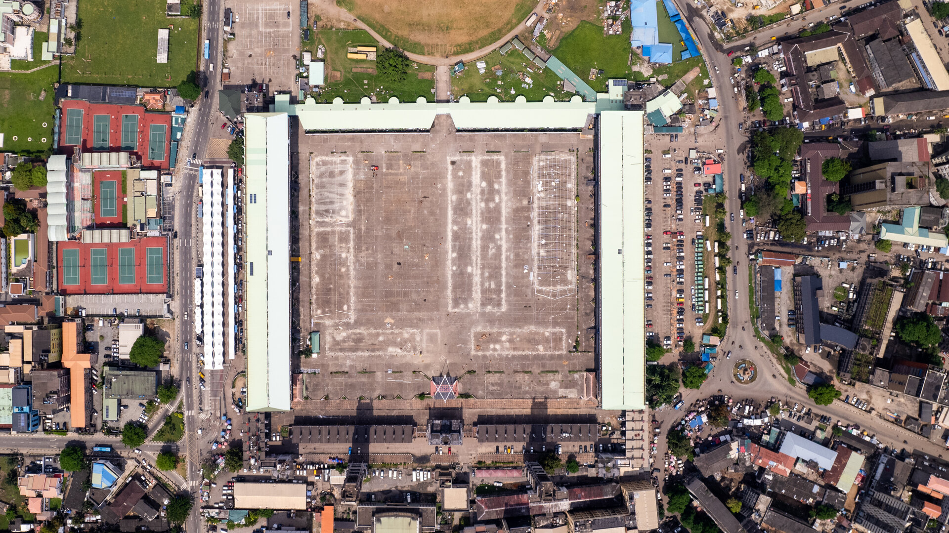 Aerial view of Tafawa Balewa Square in Lagos, the venue for the Black Market screening.