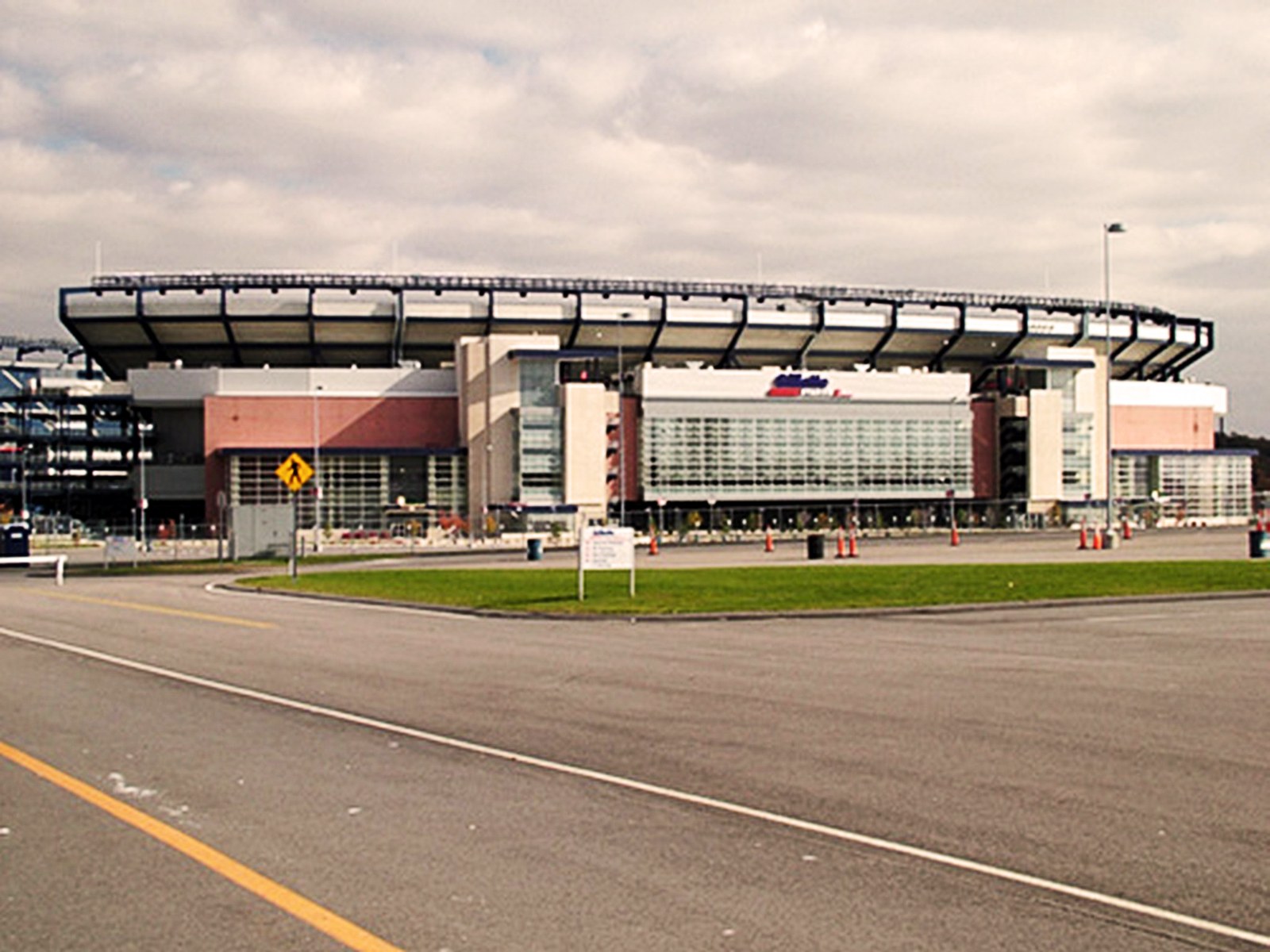 The exterior of Gillette Stadium in Foxborough, Massachusetts.