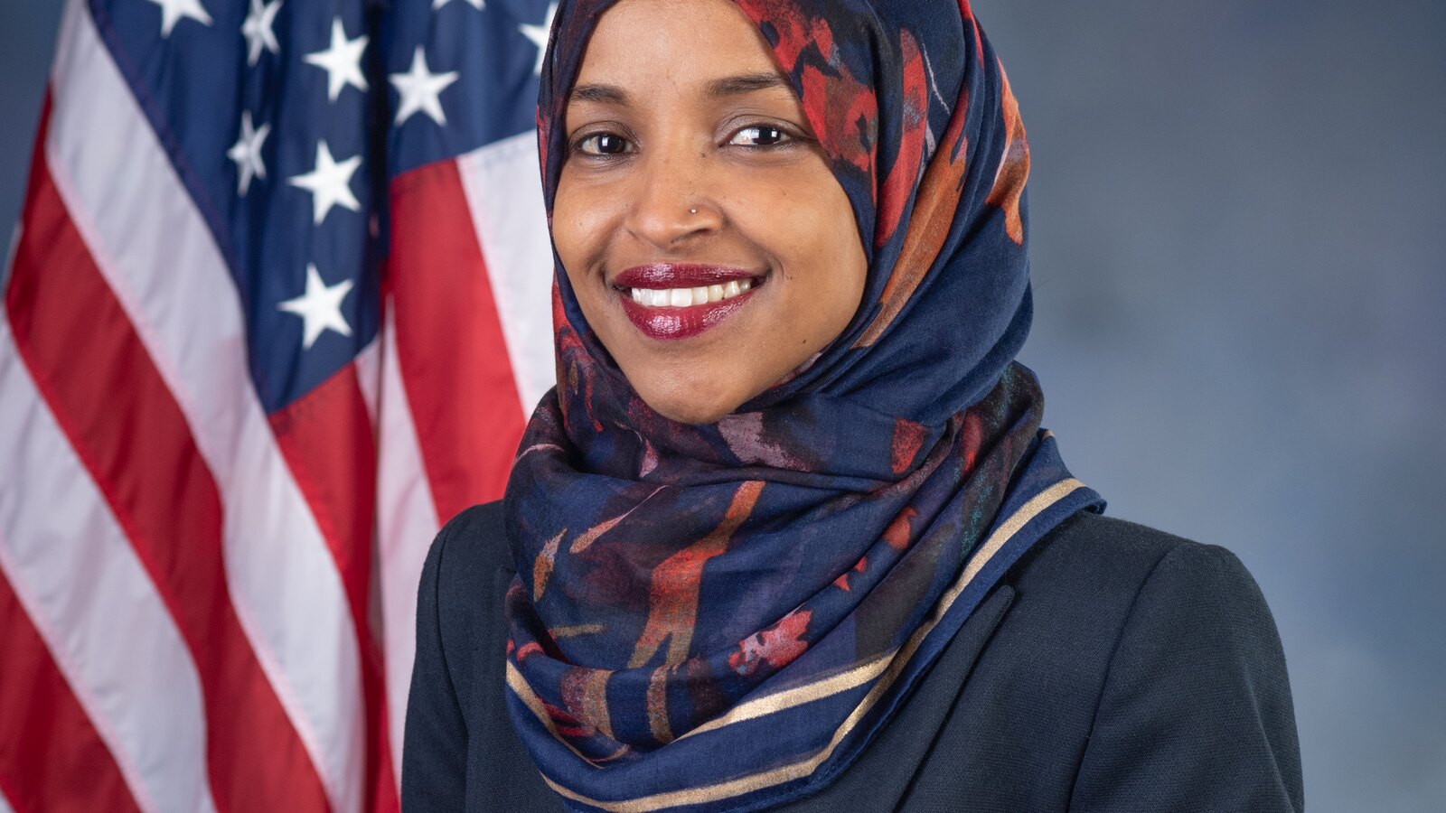 Official 2018 congressional portrait of Representative Ilhan Omar