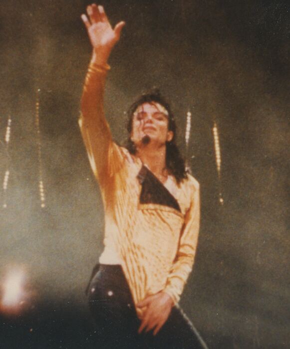 Michael Jackson performing onstage during the Dangerous World Tour in 1992