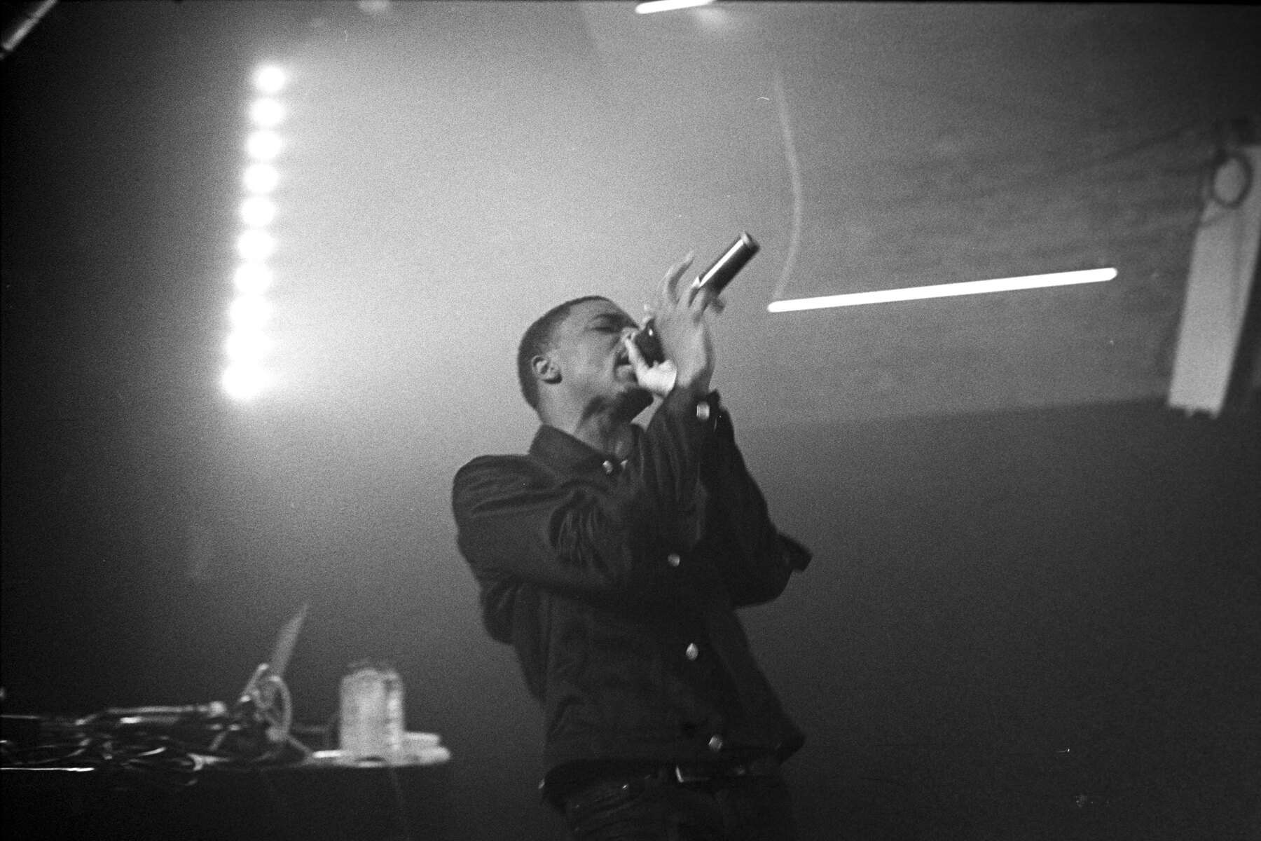 Vince Staples performing onstage with a microphone in October 2015